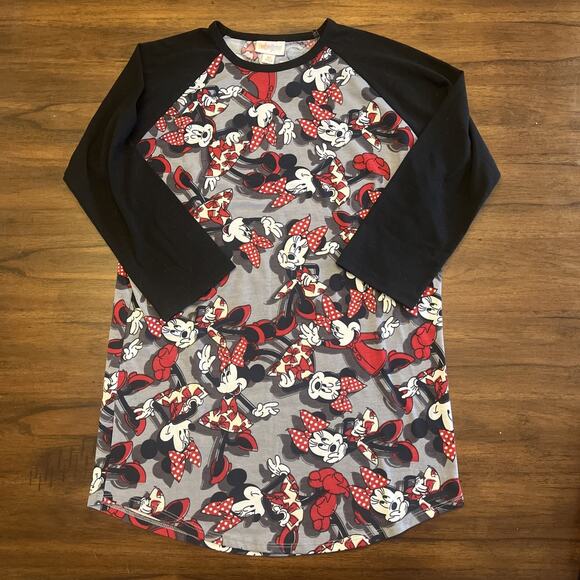LuLaRoe Disney Womens Size XS Minnie Mouse Raglan Randy T-Shirt Black Red Artsy - Picture 1 of 8